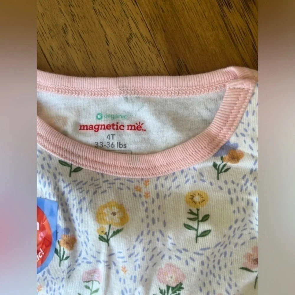 Magnetic Me Girls’ Organic Cotton Pajama Set, Abbey Floral Print, Size 4T,‎ NWT